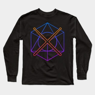 Psychedelic Sacred Geometry Drumsticks –– Drummer Design Long Sleeve T-Shirt